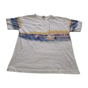 Vintage Put In Bay Tee Shirt Sailboat Size XL Sunset Beach Sailing AOP USA